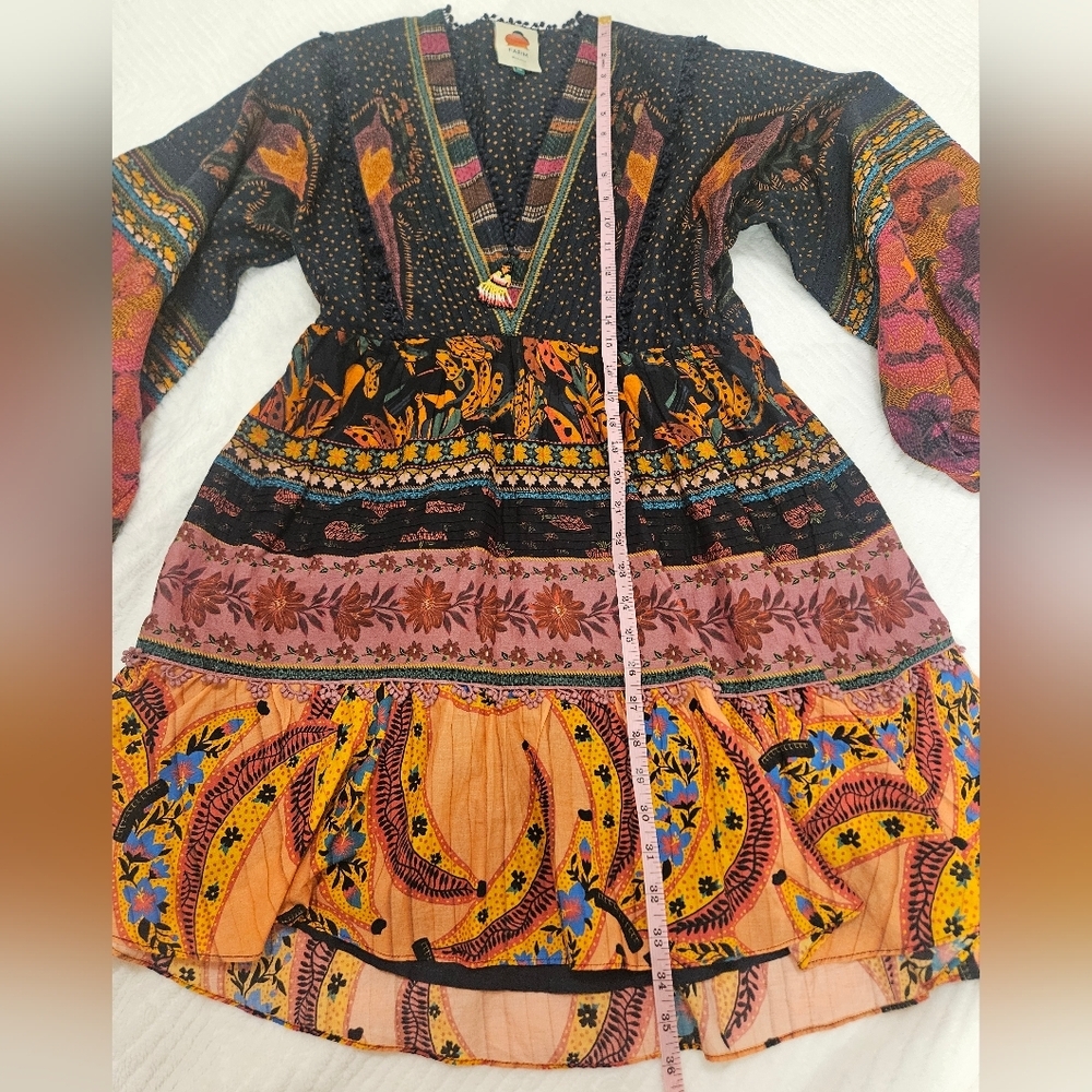 Farm Rio Mixed Patchwork Boho Minidress Size XS - Picture 11 of 16
